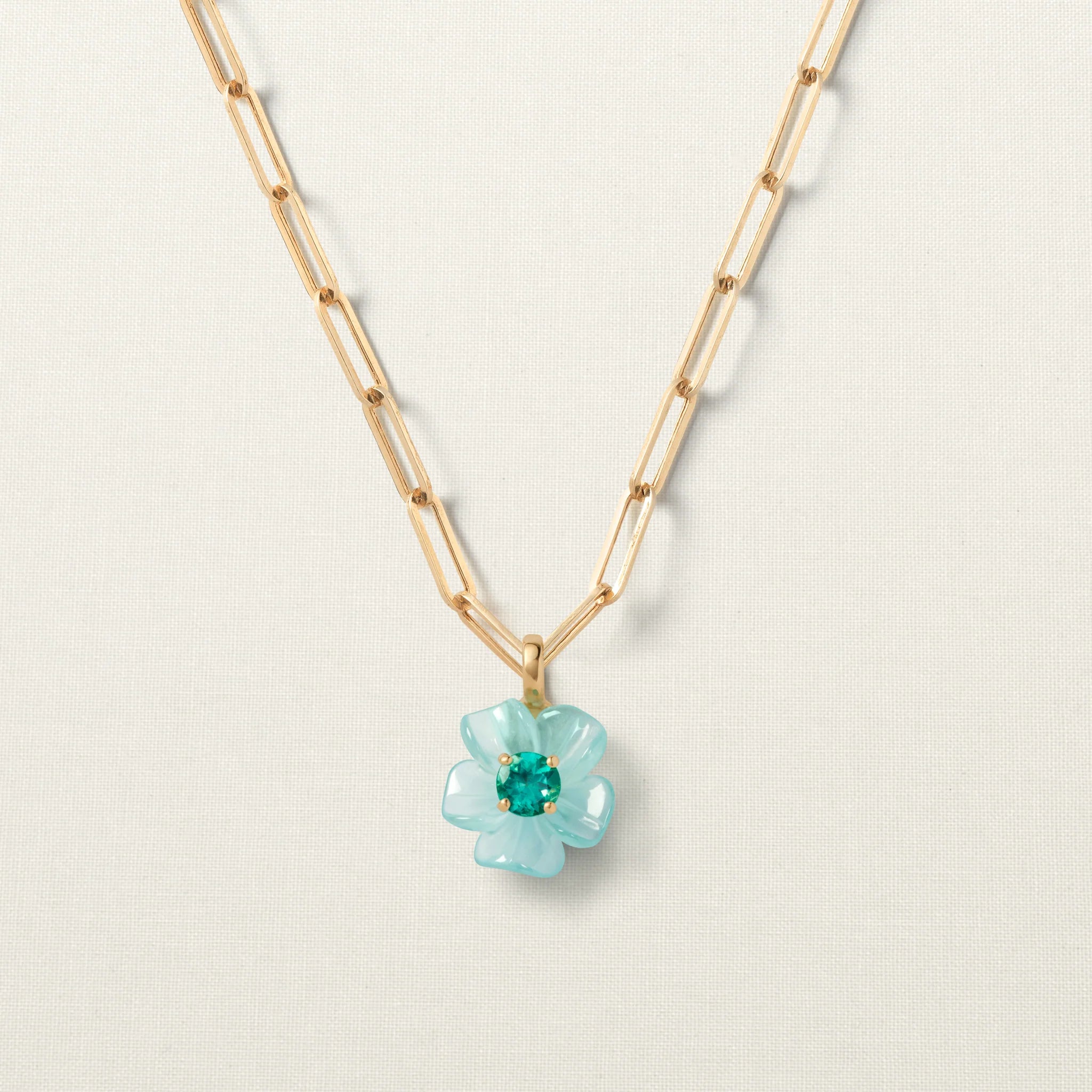 Island Flower Pendant Small Aquamarine Apatite
