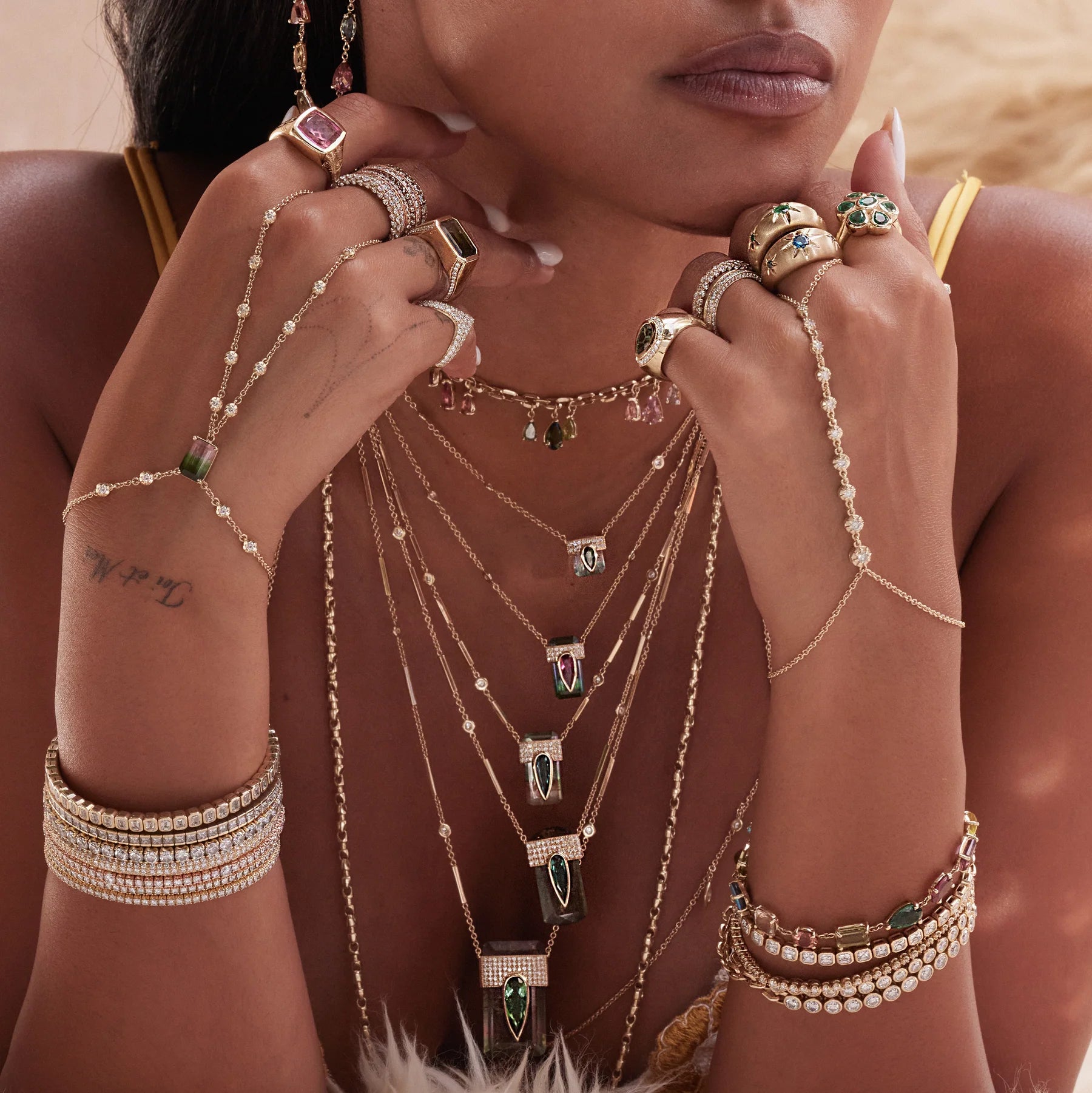 10 graduated Sophia diamond finger bracelet