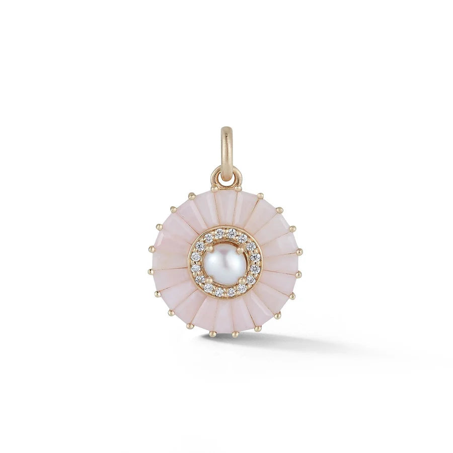 14K Gold Pink Opal Diamond & Pearl Emily Charm