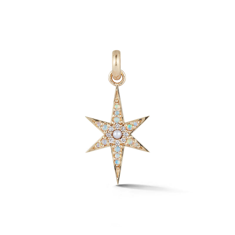 14K Gold Opal Pearl & Diamond Stella Charm
