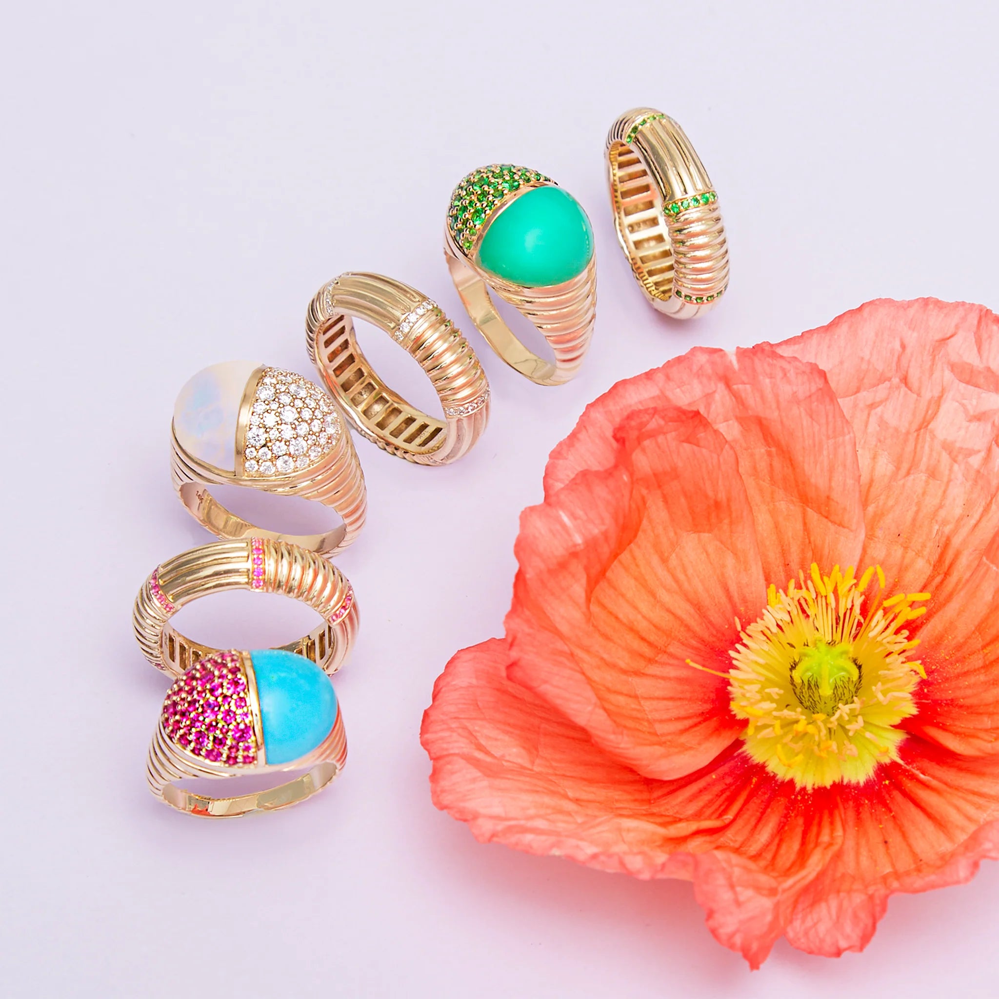 Found Ribbed Stacking Band Ring - Diamond