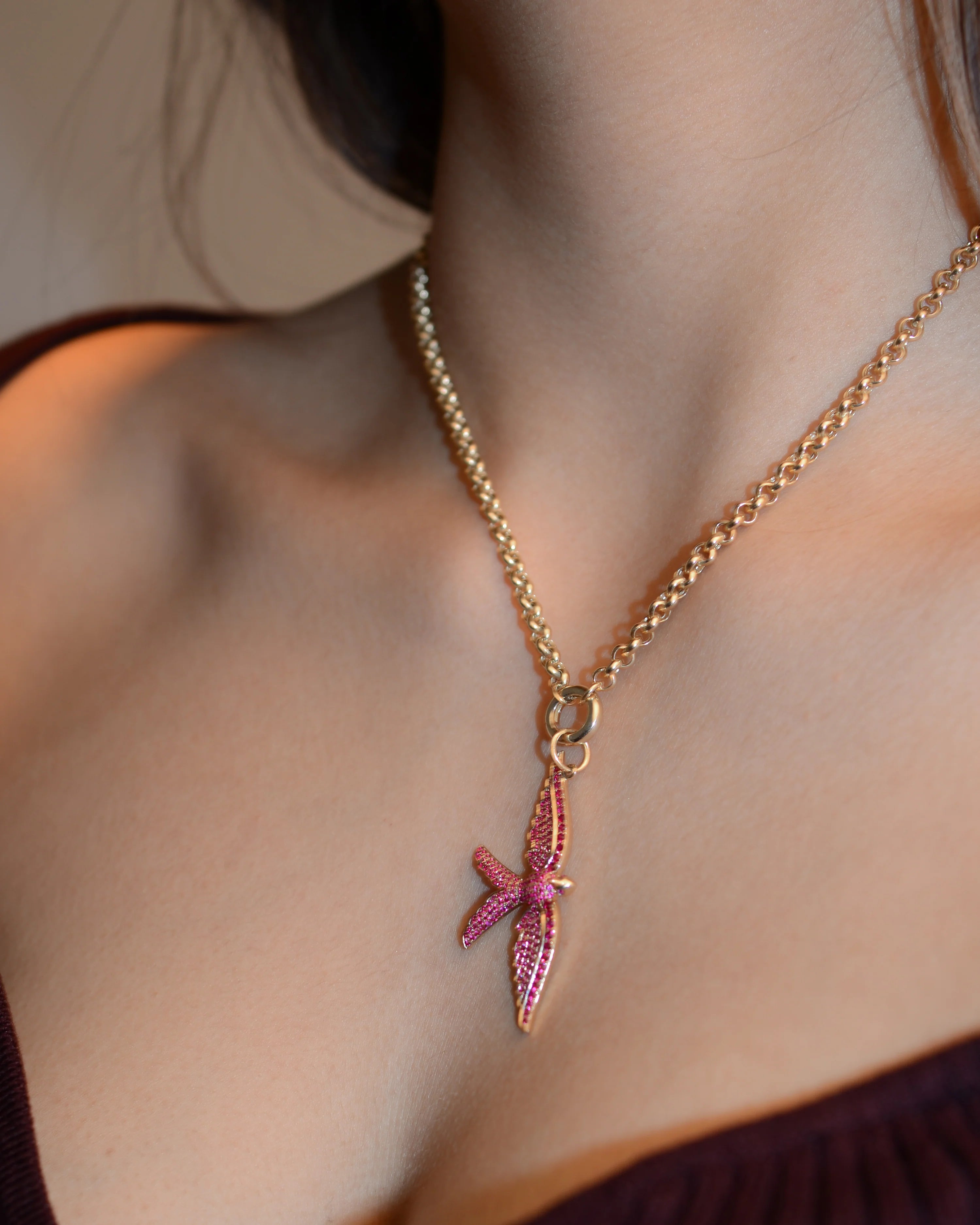 Wings of Love Ruby Swallow Charm
