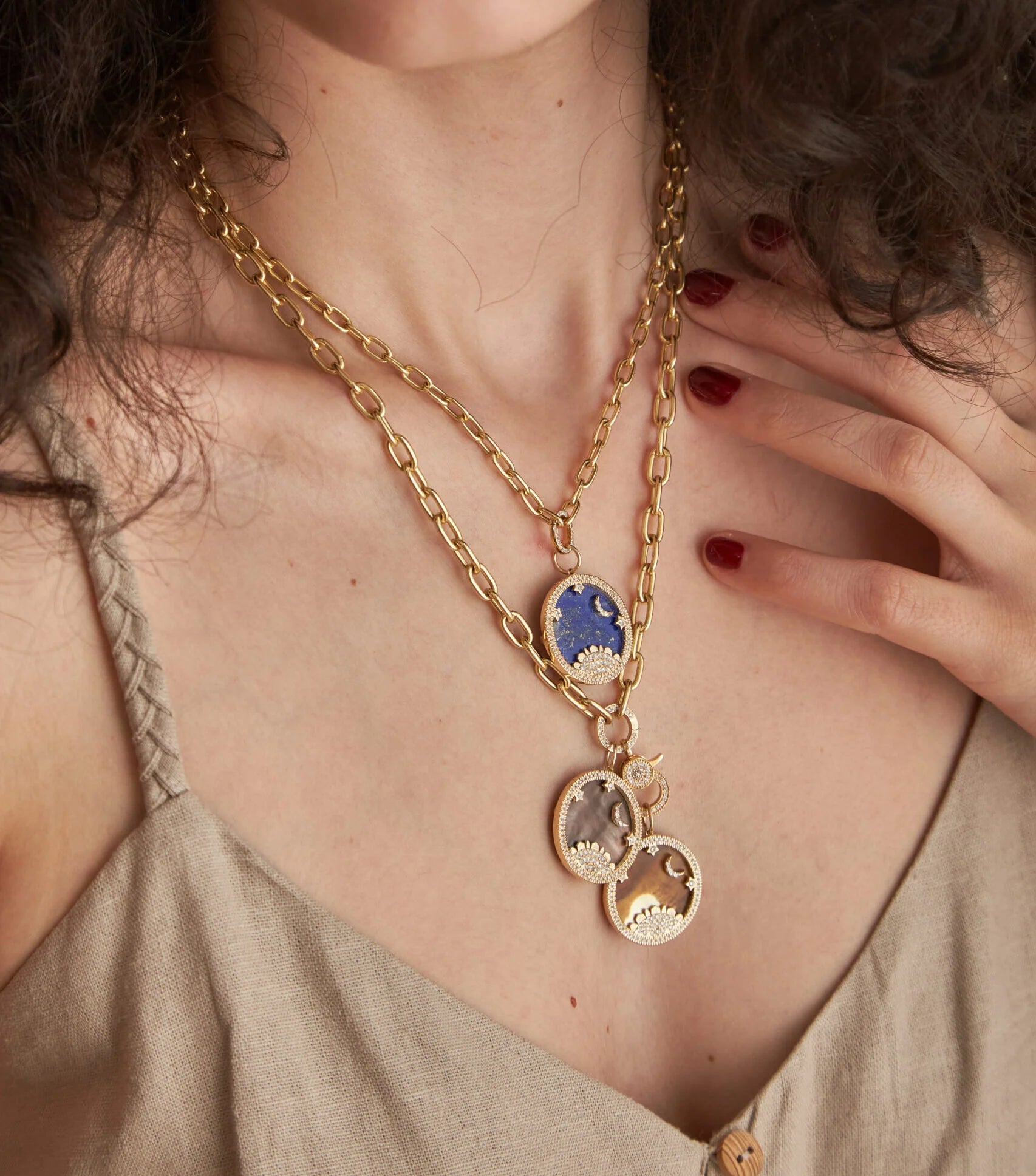 Starry Night Lapis Lazuli Mountain Charm