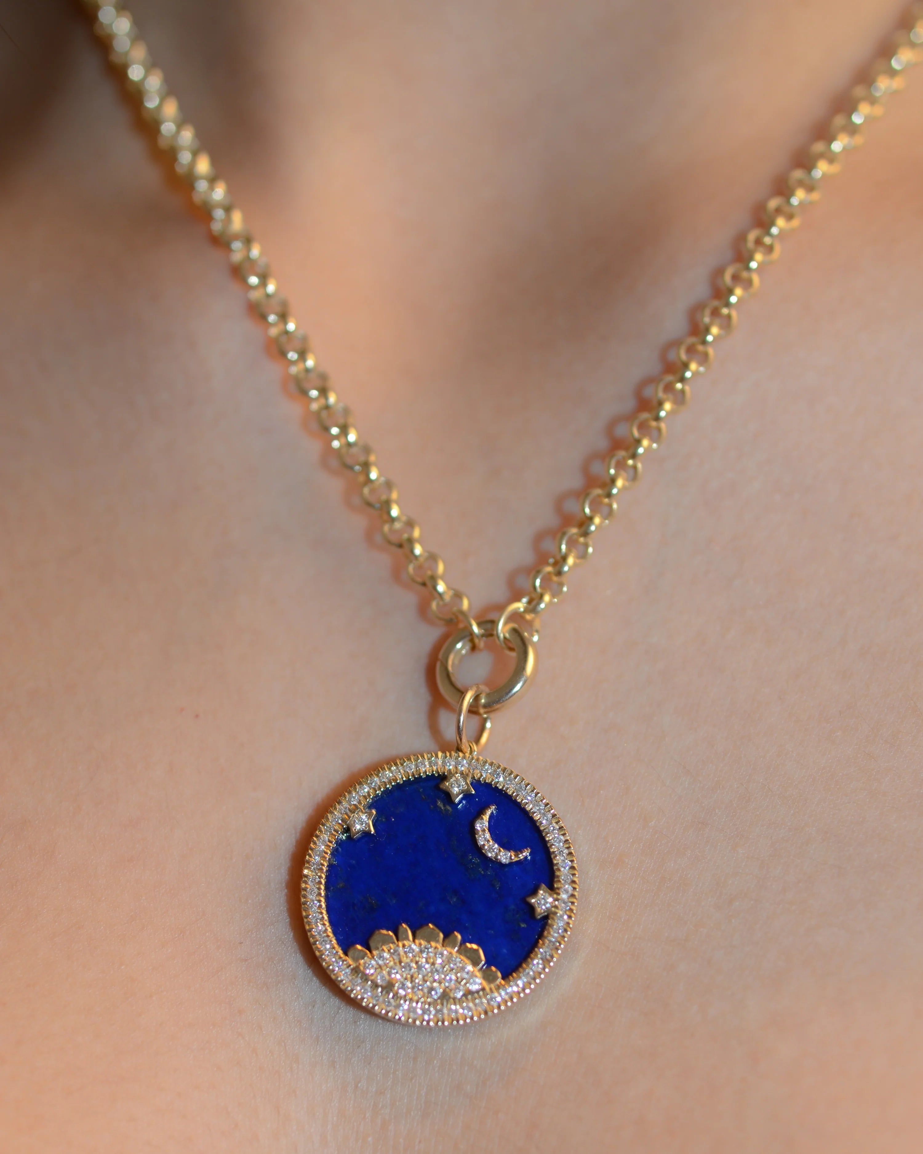 Starry Night Lapis Lazuli Mountain Charm