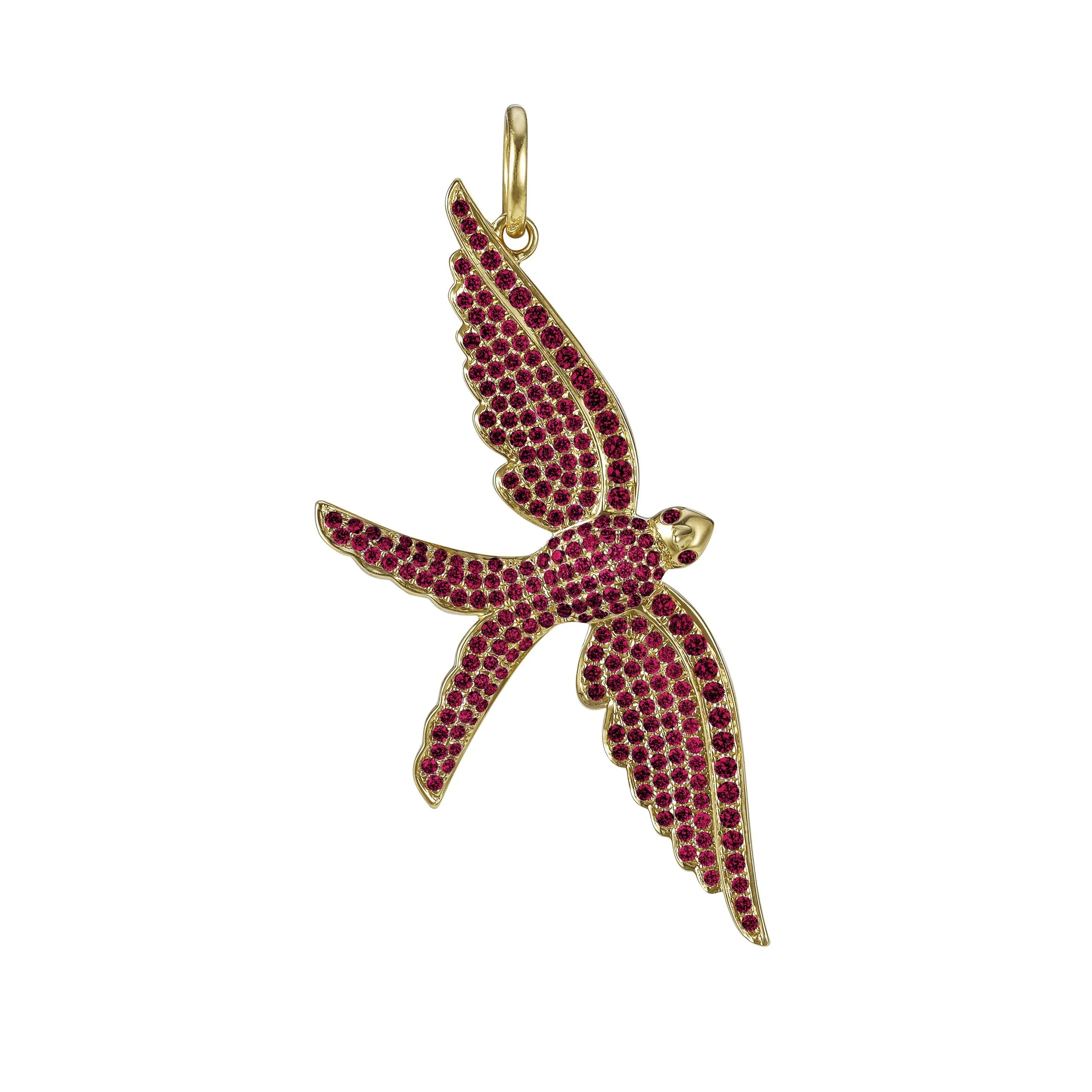 Wings of Love Ruby Swallow Charm