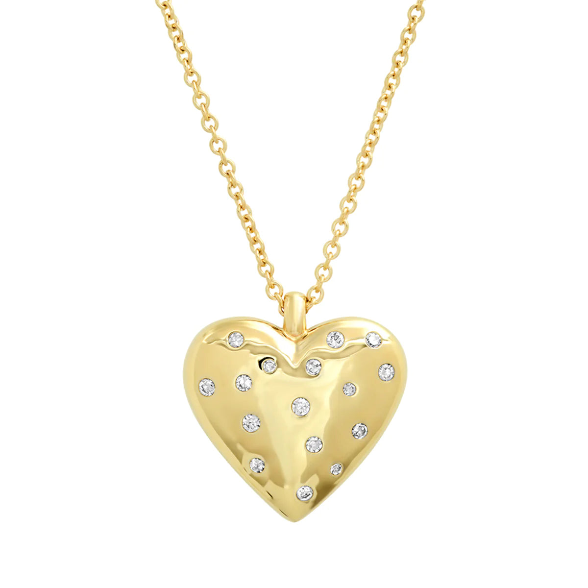 Large Reversible Diamond and Gold Puffy Heart Necklace