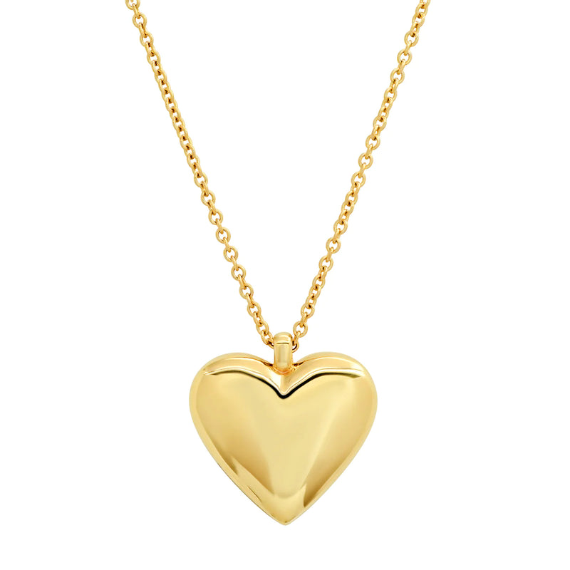 Large Reversible Diamond and Gold Puffy Heart Necklace