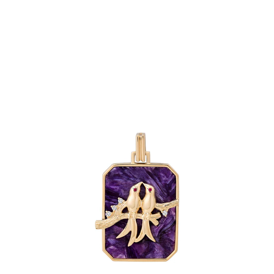 LARGE LOVEBIRDS Gemstone PENDANT