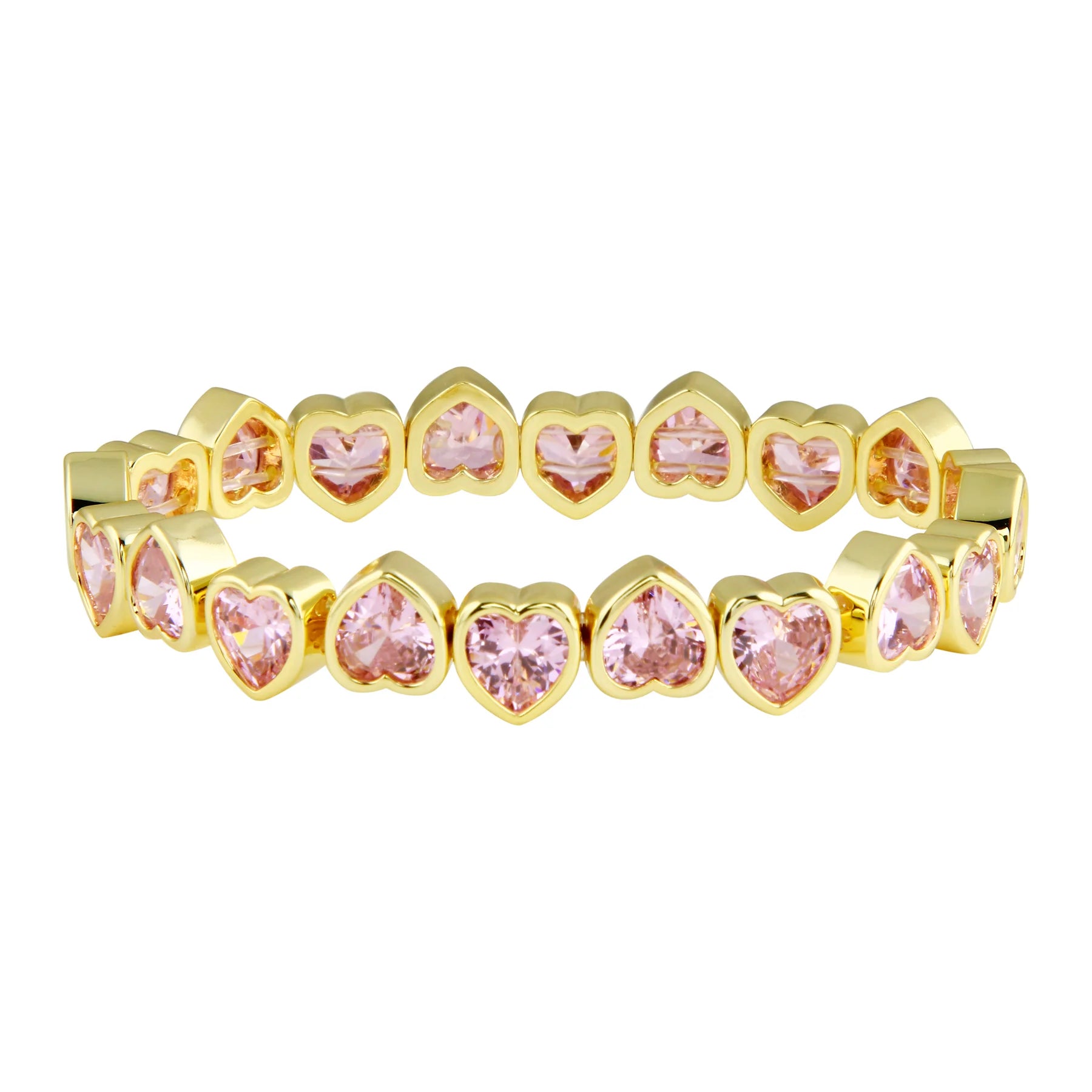 Pink Stretchy Bezel Heart Bracelet