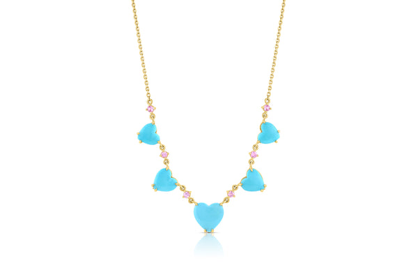 5 TURQUOISE HEART LADY NECKLACE