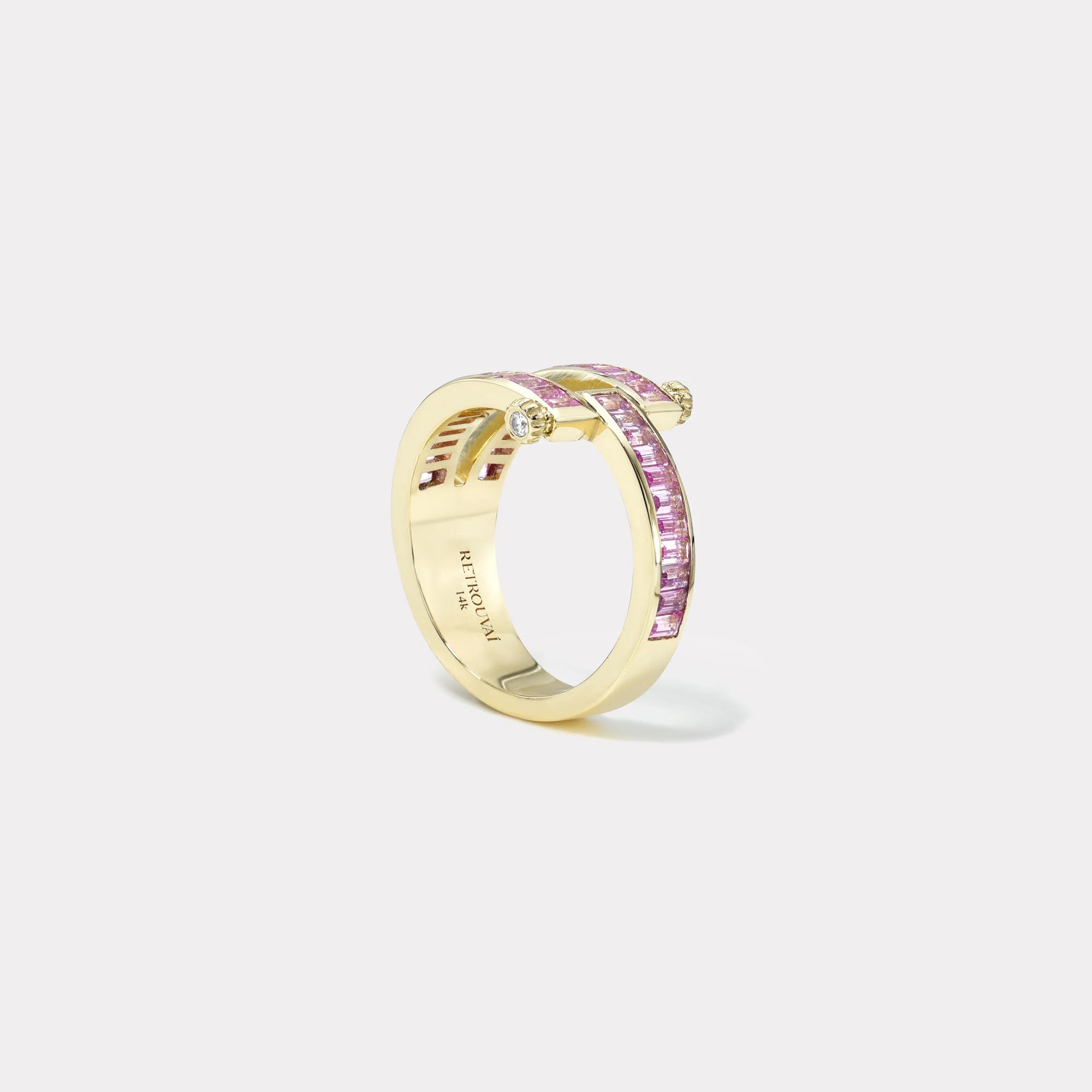 Magna Ring with Baguette Cut Pink Sapphires