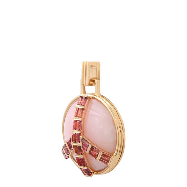 Midsize Peace Pendant in Pink Opal and Pink Tourmaline