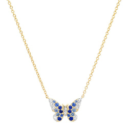 Mini Blue and Diamond Ombré Butterfly Necklace