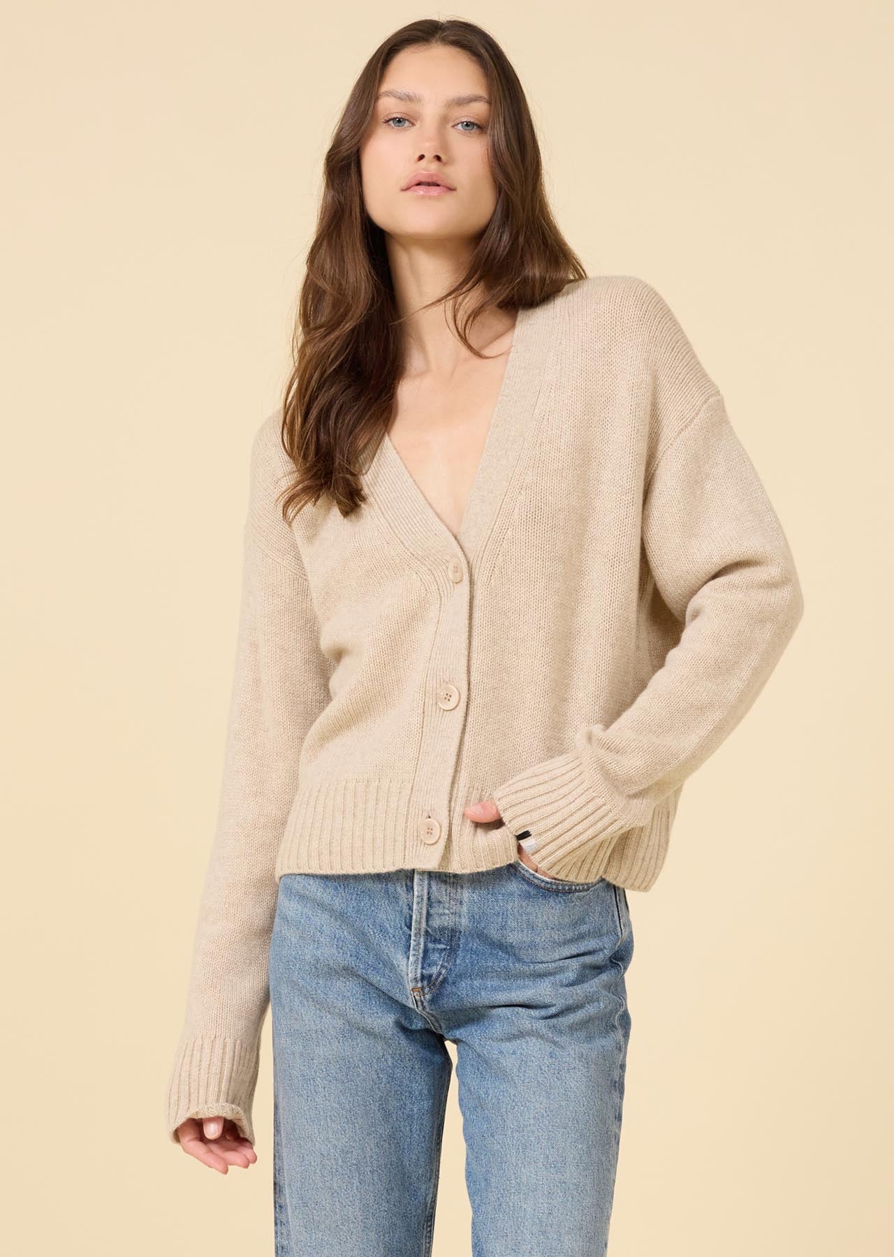 Aster Cashmere Cardigan - Oatmeal