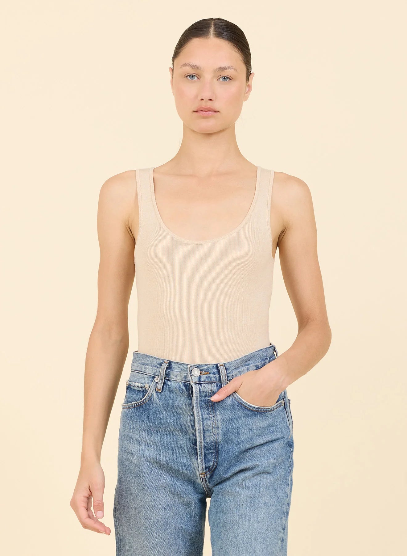 Hollie Tank Bodysuit - Oatmeal