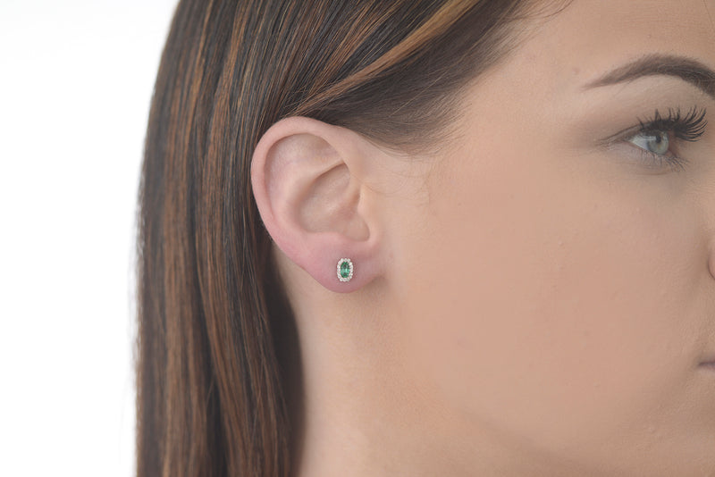 Octagon Emerald and Diamond earrings