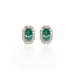 Octagon Emerald and Diamond earrings