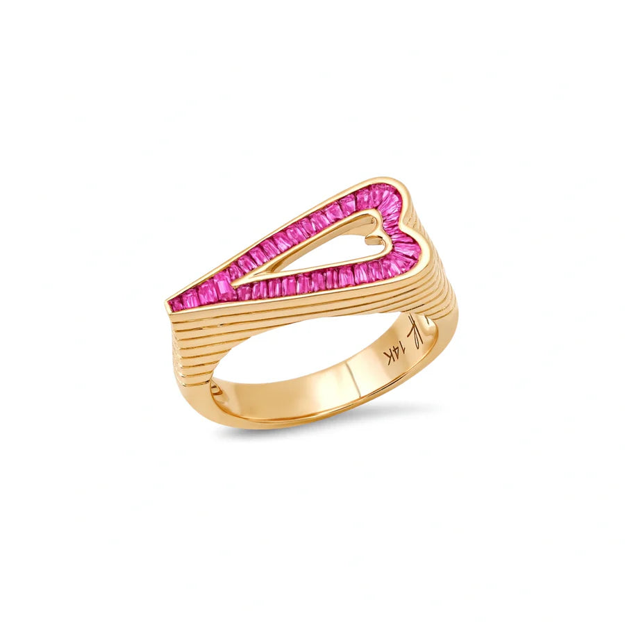 Grandsize Pink Sapphire Encrusted Heart Ring