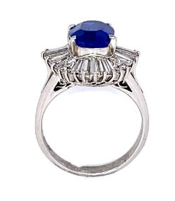 Vintage Platinum Ballerina Ring with Burma "No Heat" Sapphire and Diamonds