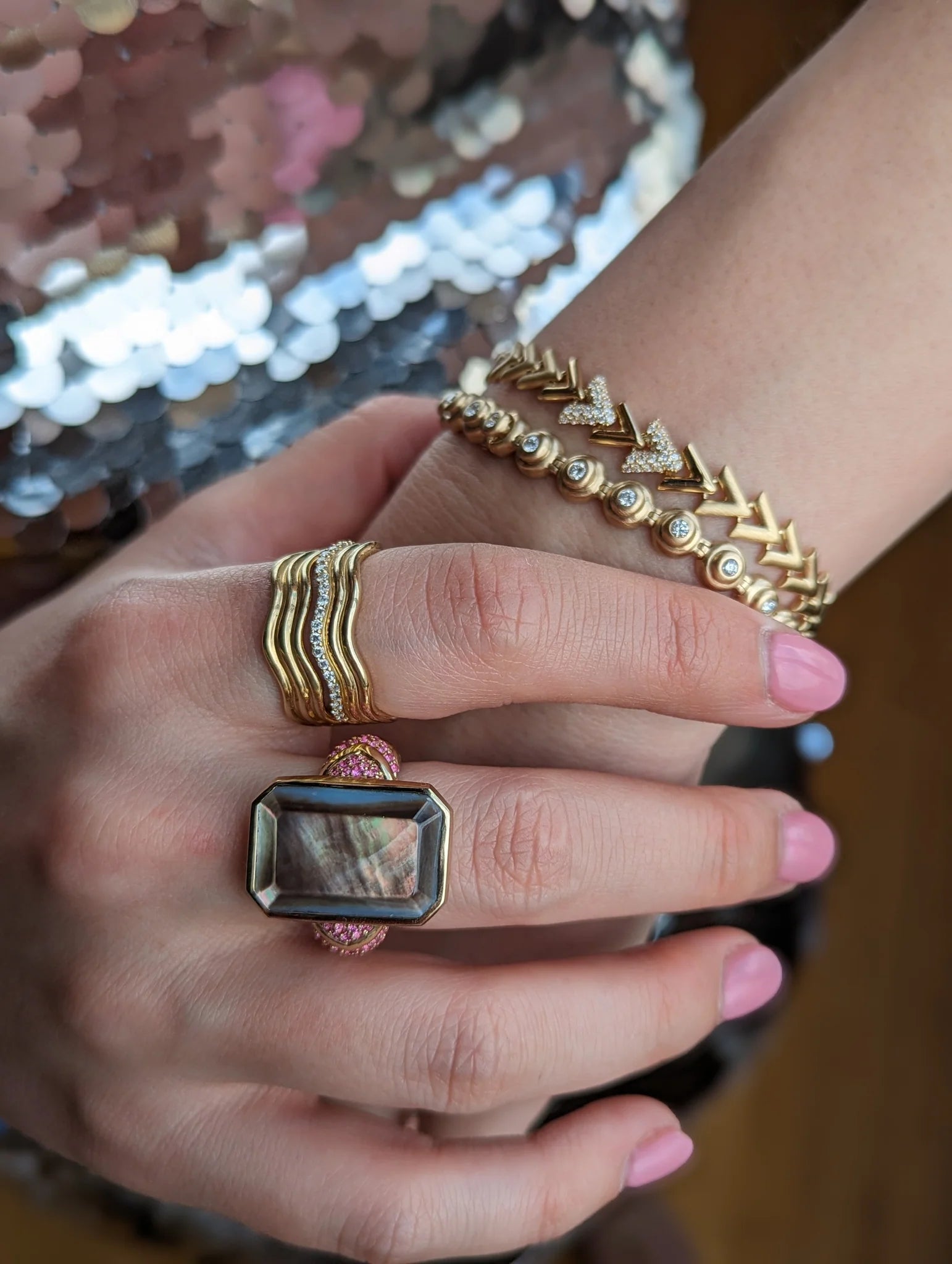 Spark Chevron Link Bracelet - Diamond