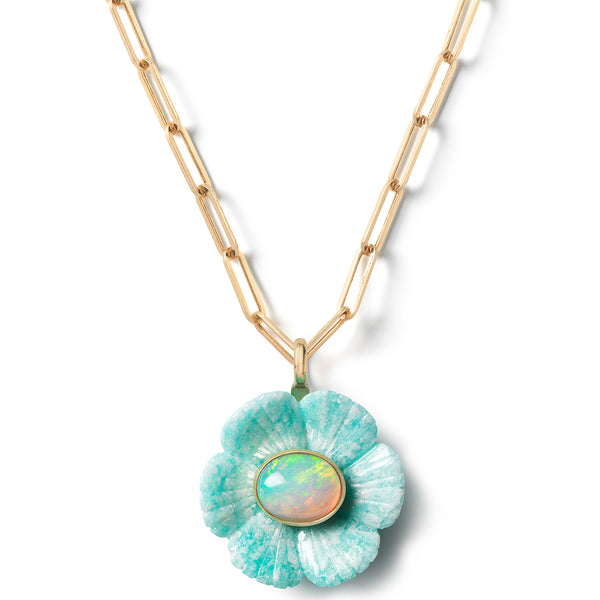 Paradise Flower Pendant XL Amazonite Opal