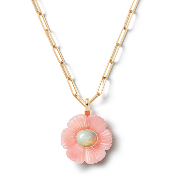 Paradise Flower Pendant XL Pink Opal