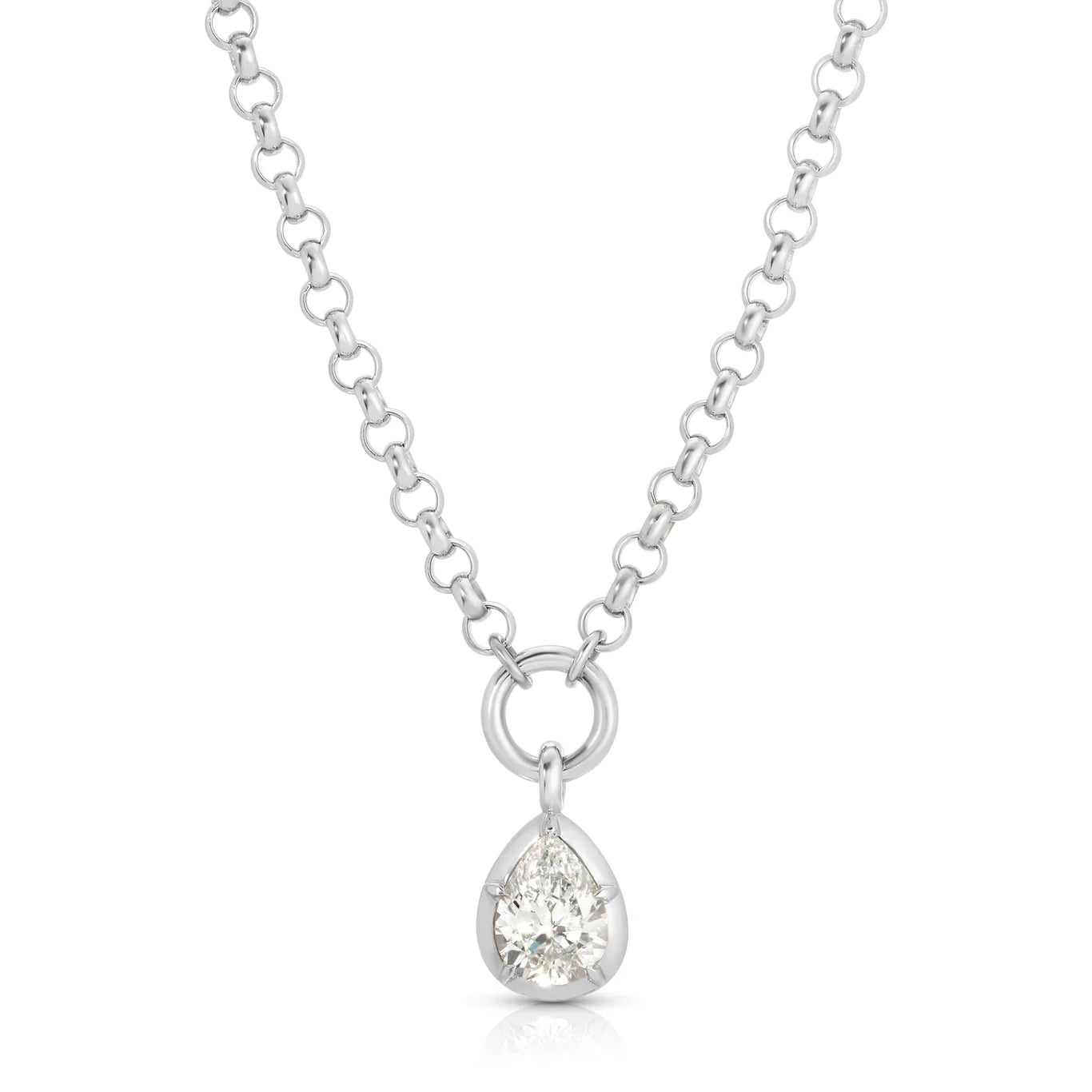 Pear Rosette Solitaire Necklace