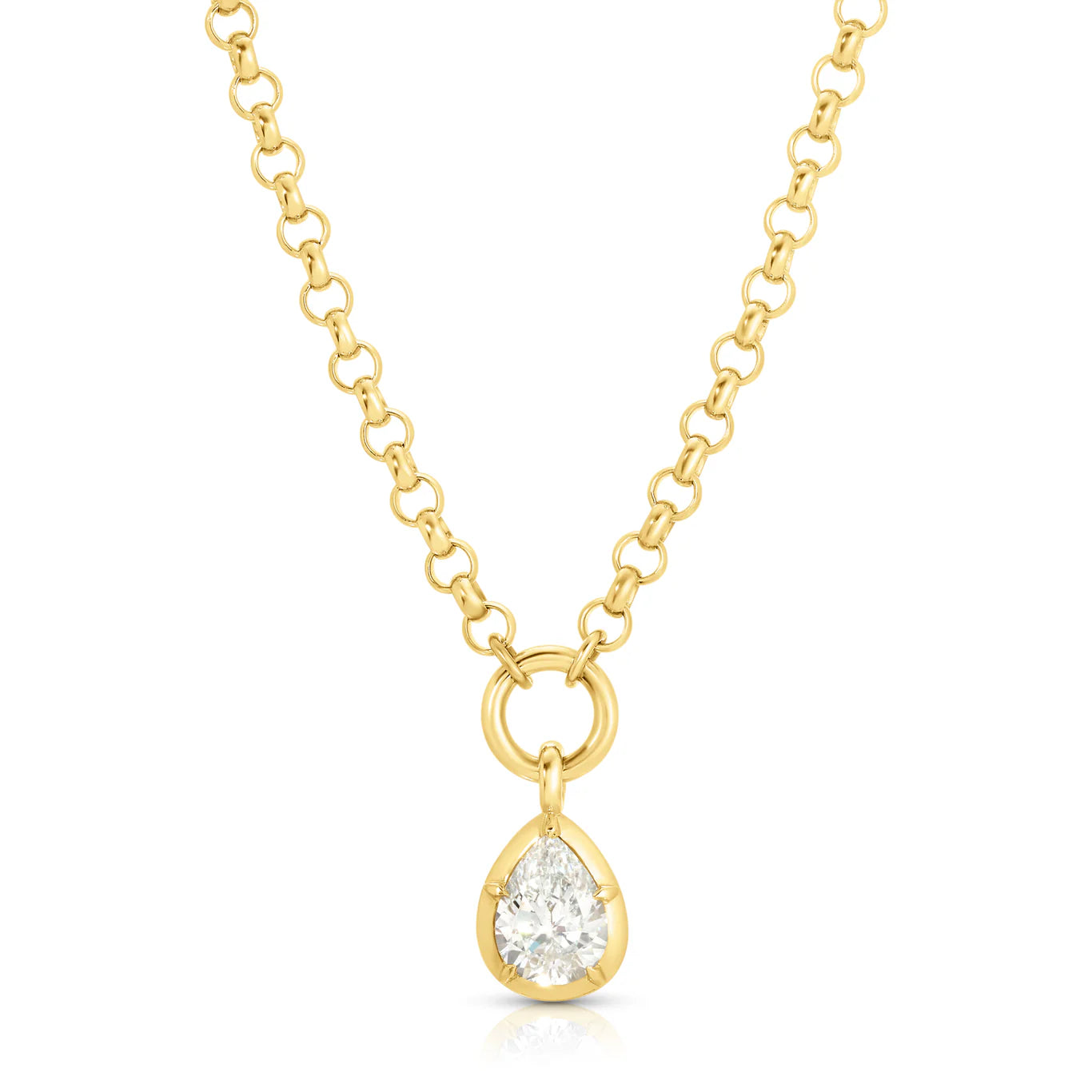 Pear Rosette Solitaire Necklace