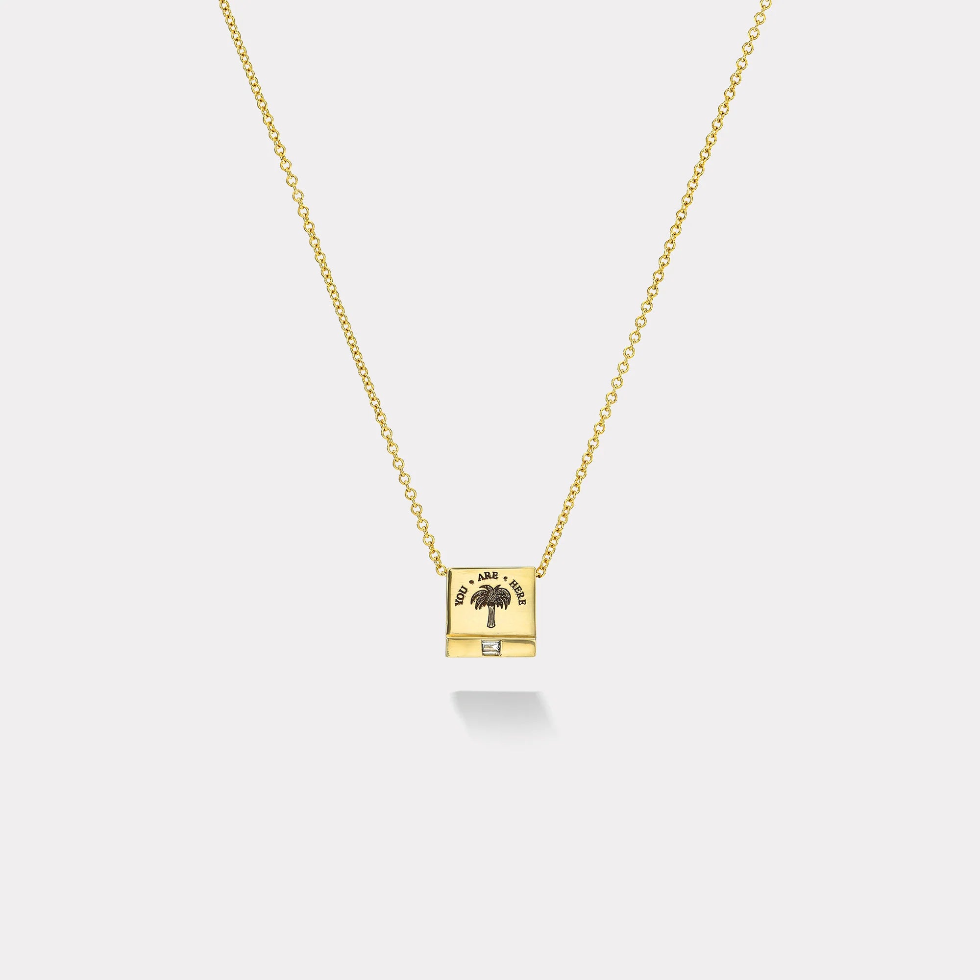 Petite Matchbook Pendant with .05ct Baguette Diamond