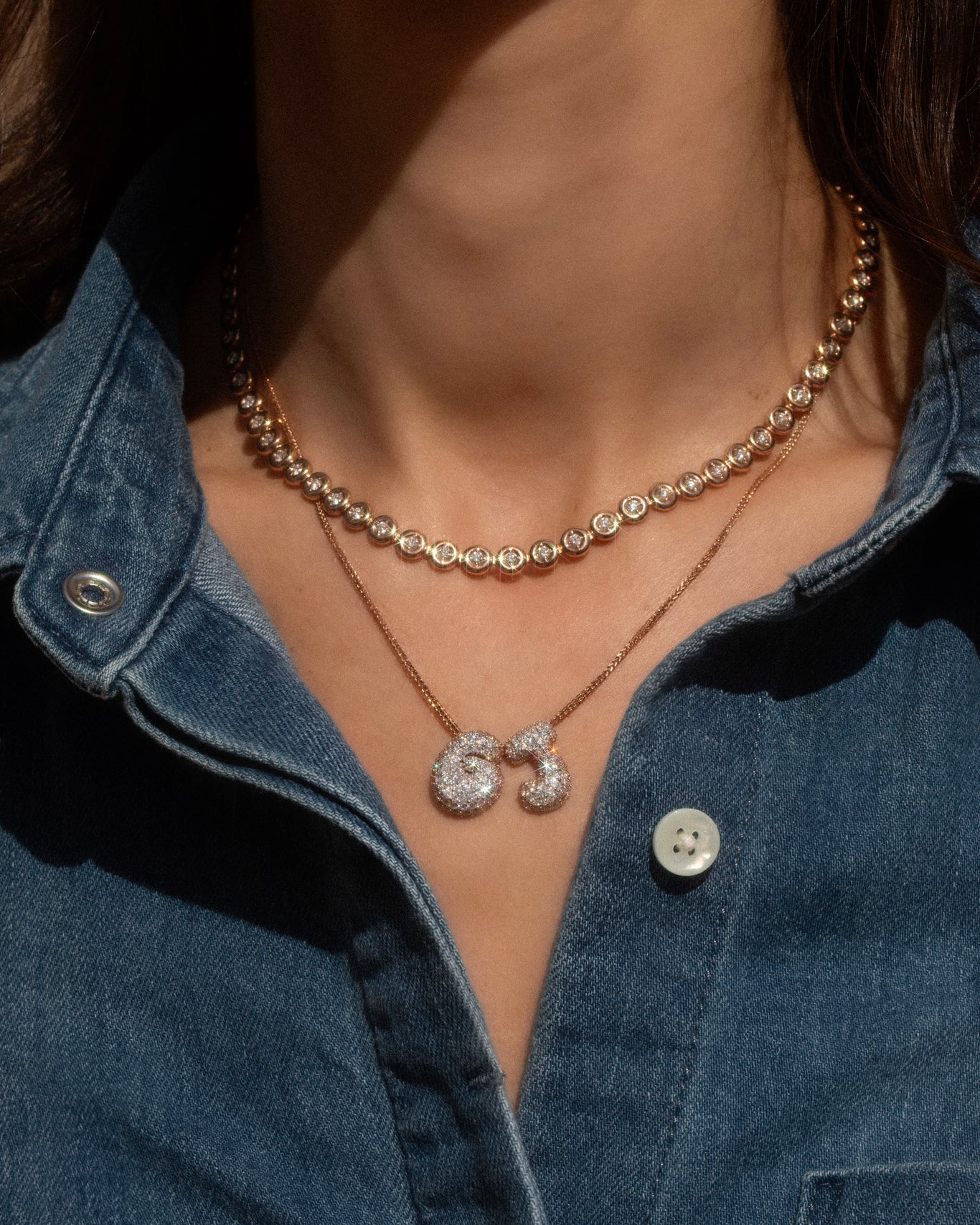 Mini Diamond Bubble Letter Necklace