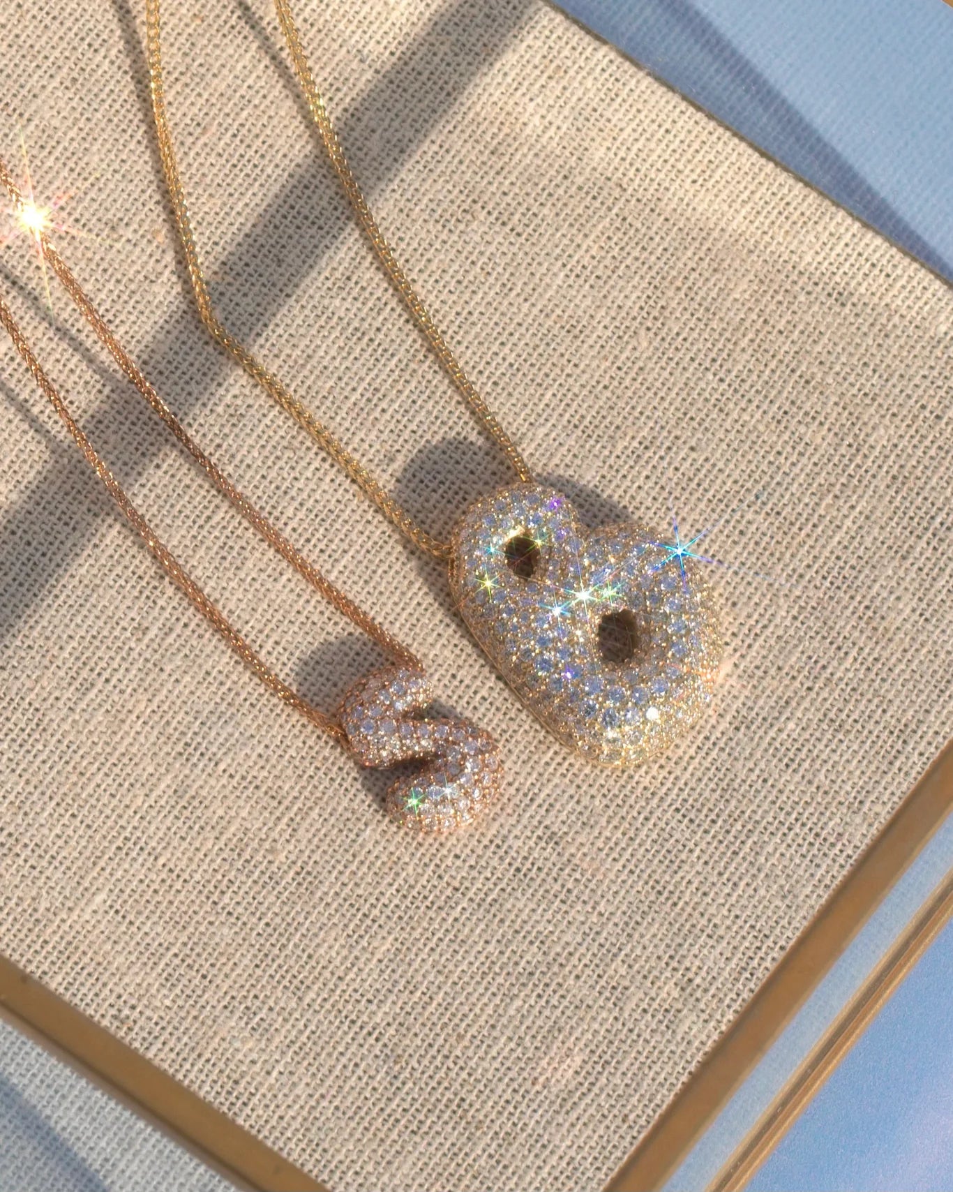 LARGE Diamond Bubble Letter Necklace