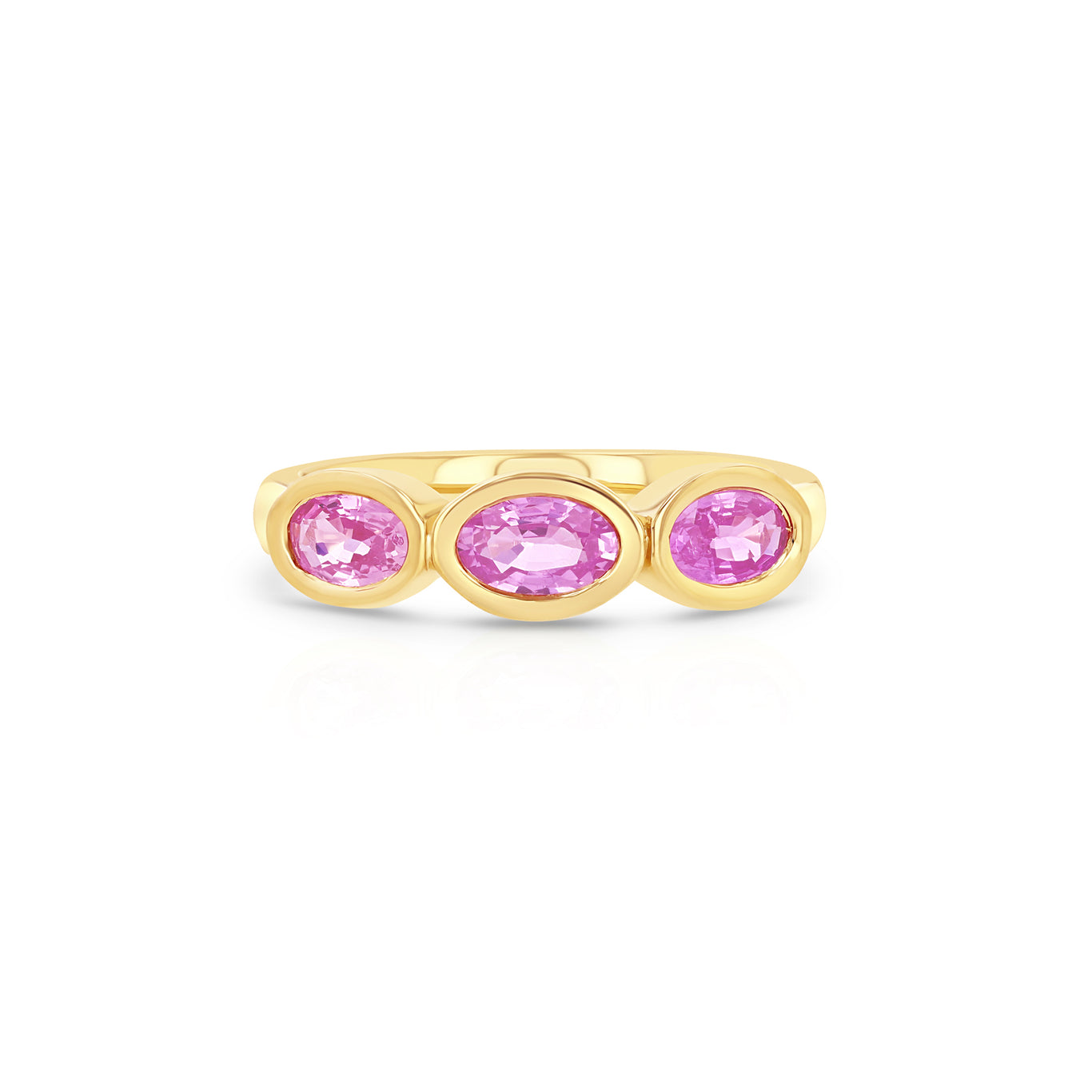 Pink Sapphire Trio Oval Pinky Ring