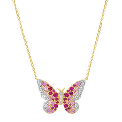 Pink and Diamond Ombré Butterfly Necklace