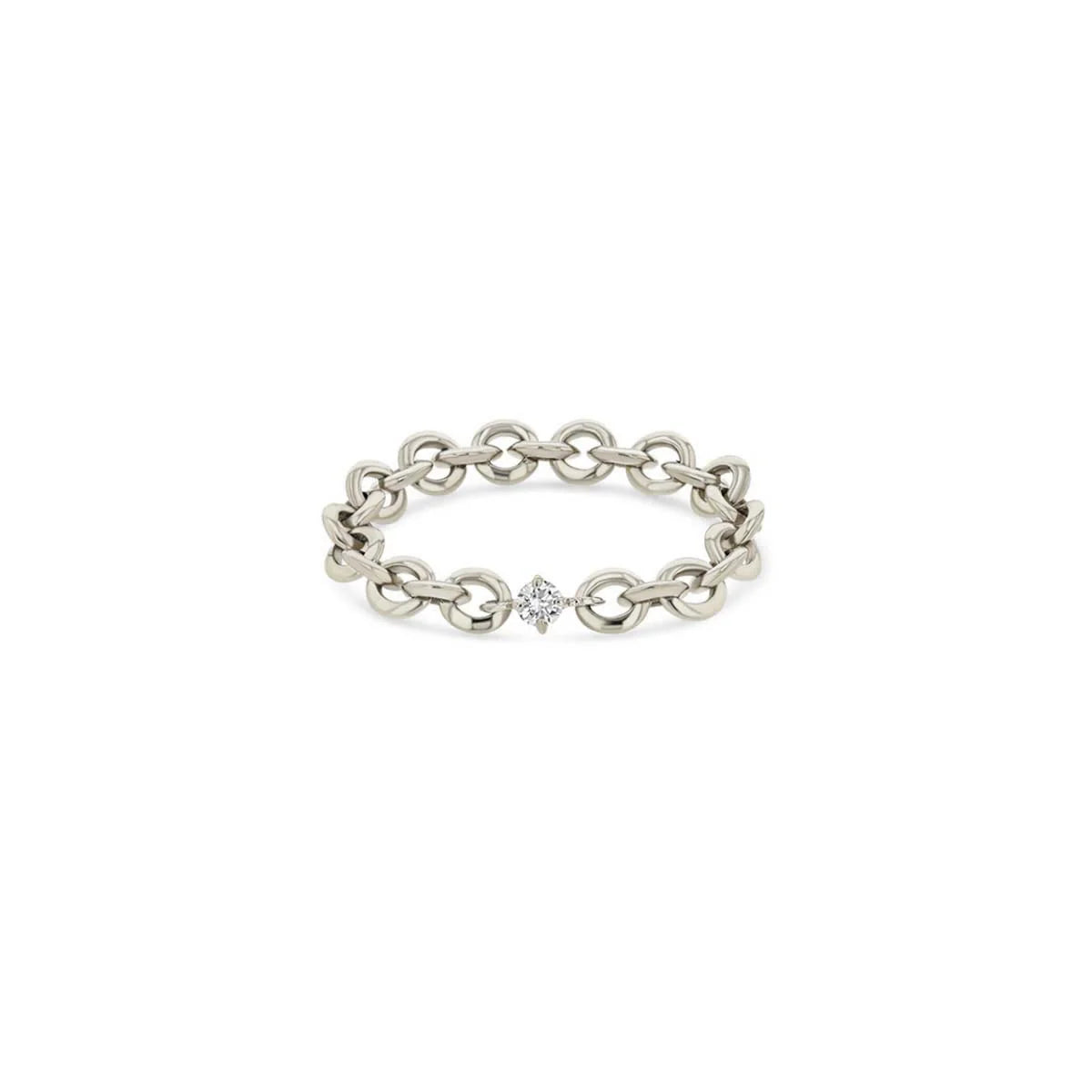MICRO CHAIN RING WITH PETITE DIAMOND CENTER