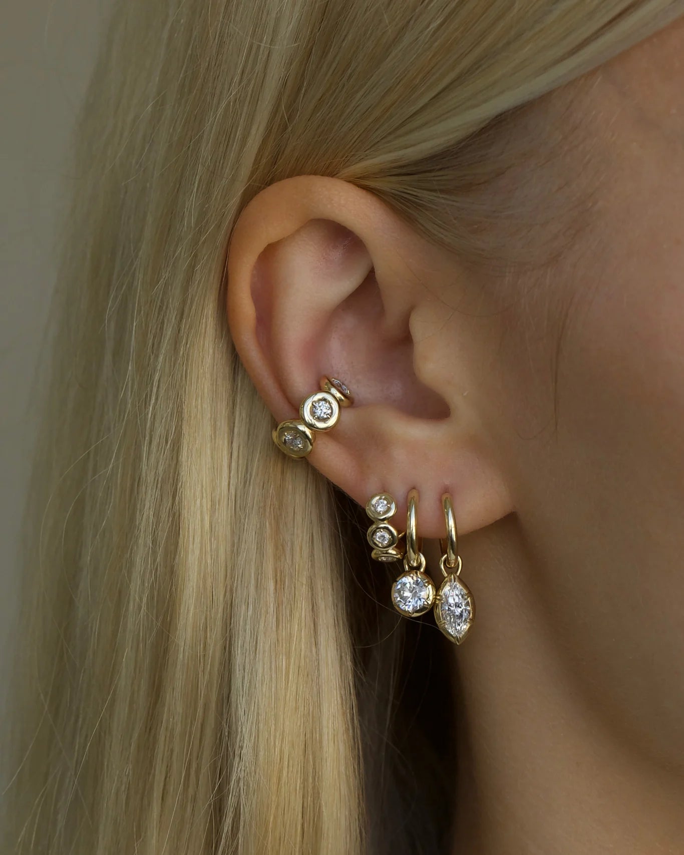 Marquise Rosette Hoop Earrings