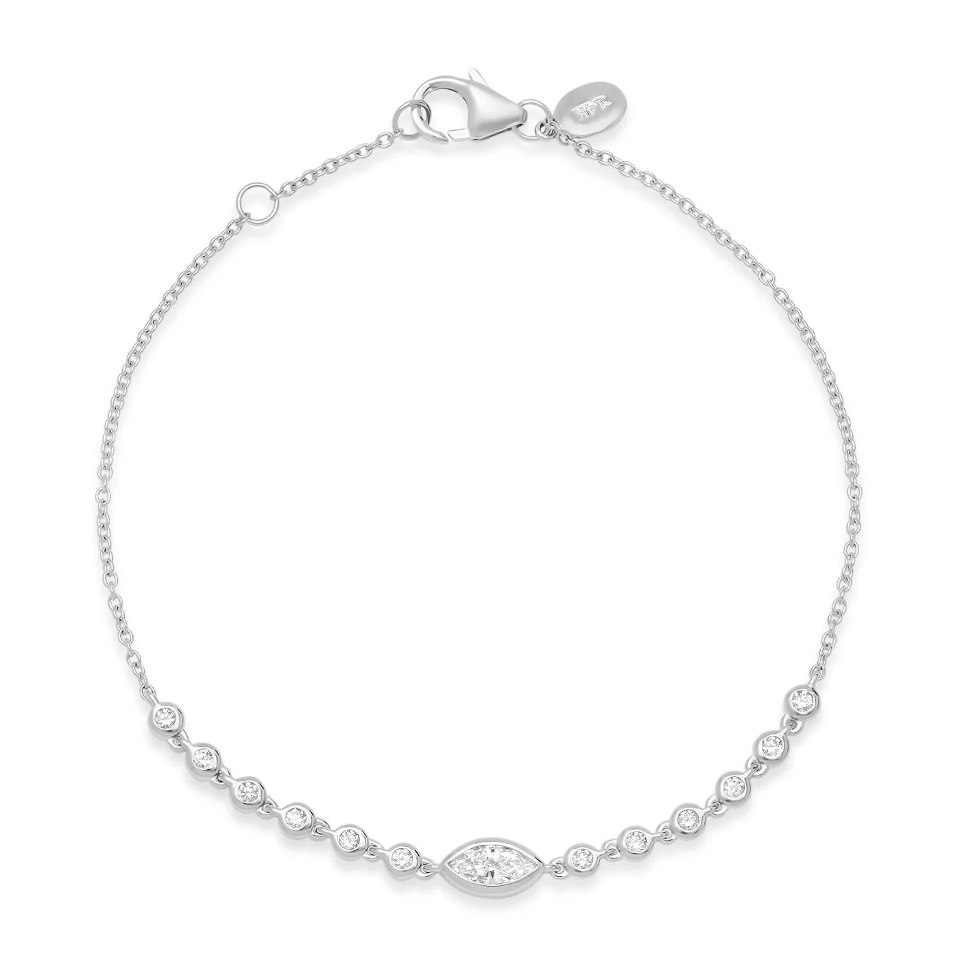 Diamond Marquise and Bezel Set Sun Ray Bracelet