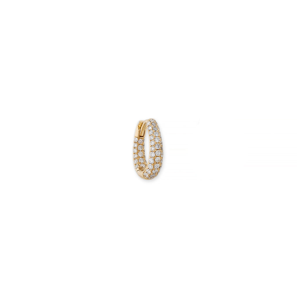 SMALL THREE ROW INSIDE OUT PAVE DIAMOND OVAL MINI HOOP