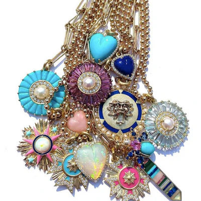 14K Gold and Blue Enamel Guardian Lion Medallion