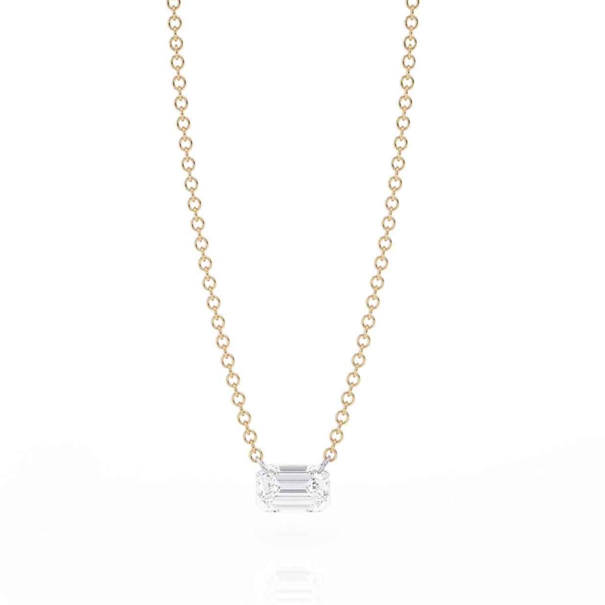 HADID SOLITAIRE EMERALD CUT DIAMOND CENTERED NECKLACE