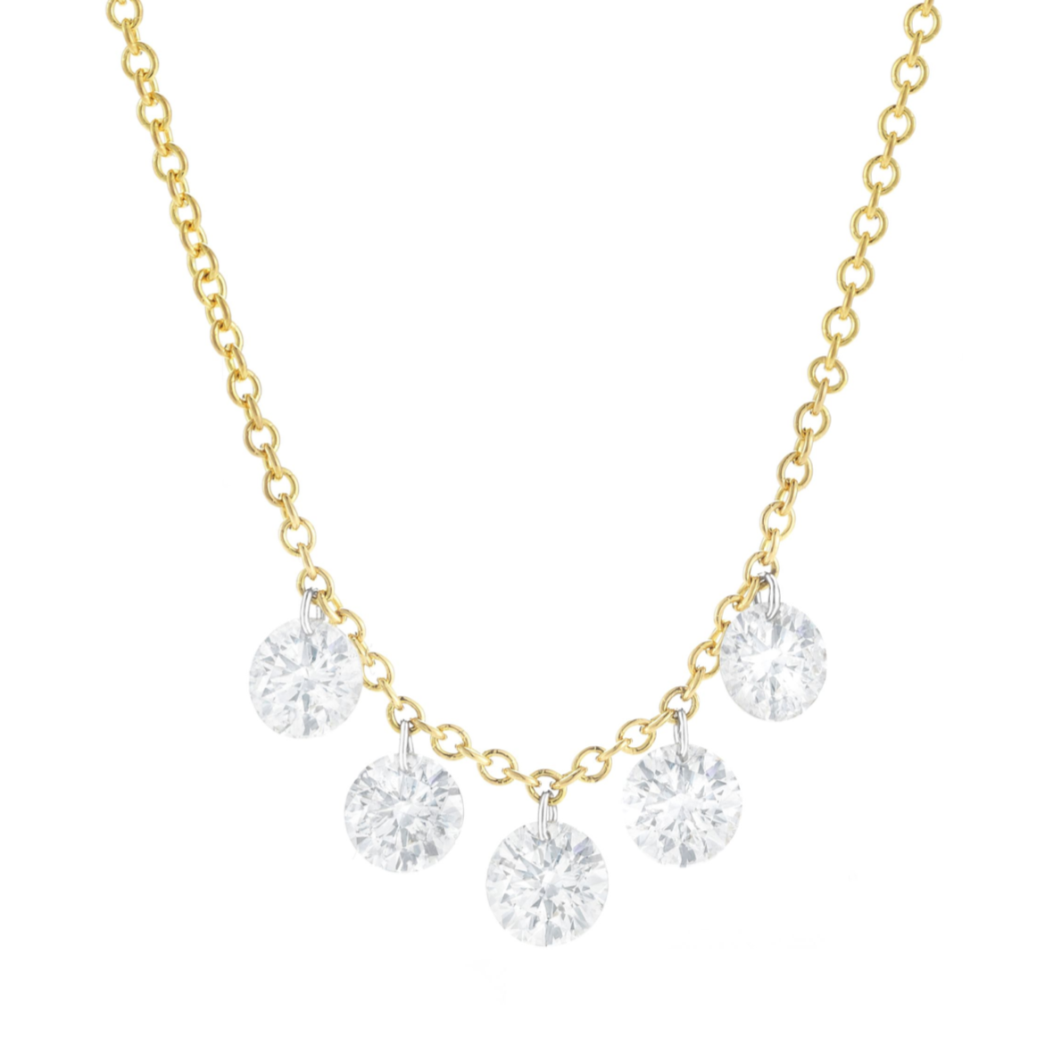 LESSING No. 5 STONE ROUND DIAMOND FRINGE NECKLACE