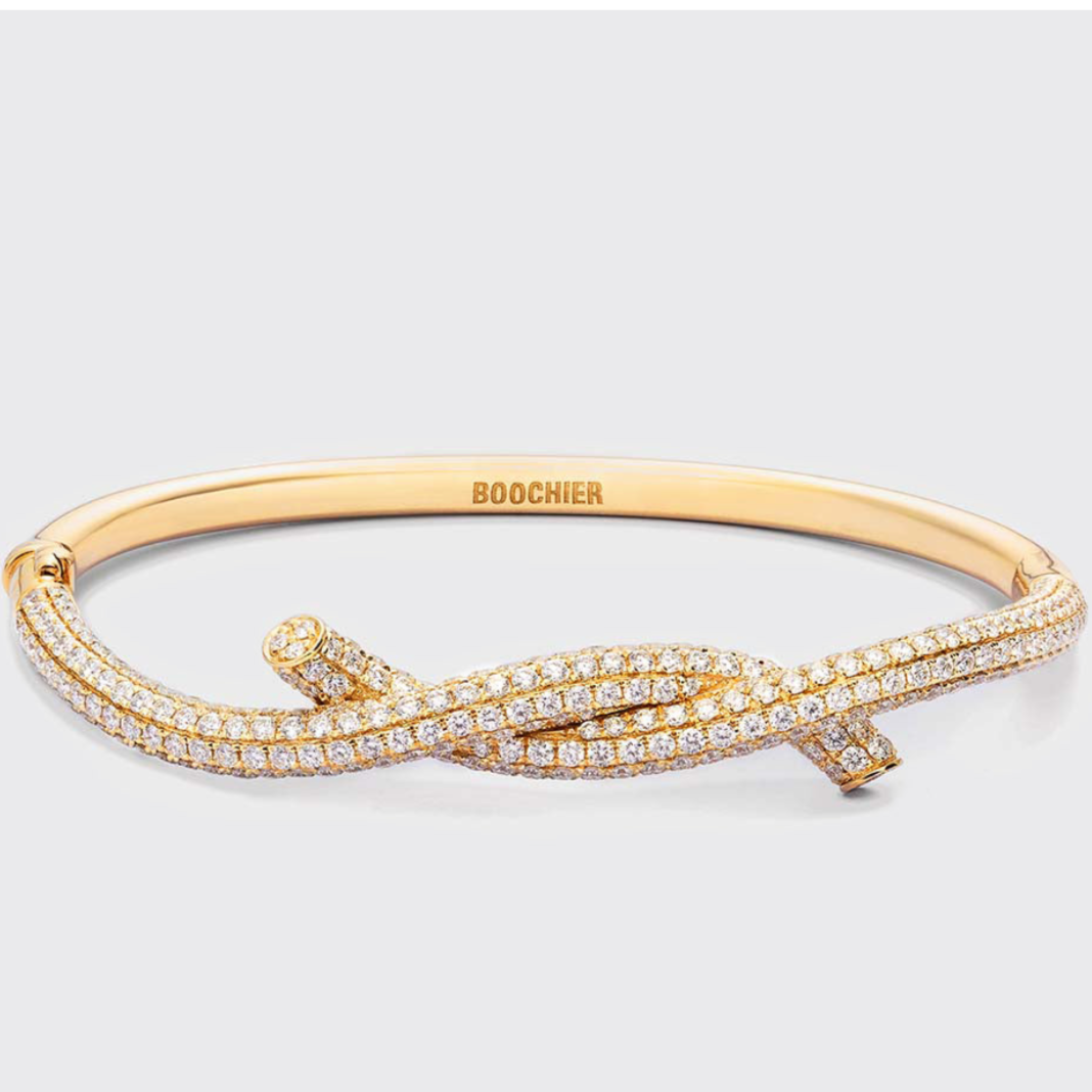 YELLOW GOLD DIAMOND TIES BANGLE