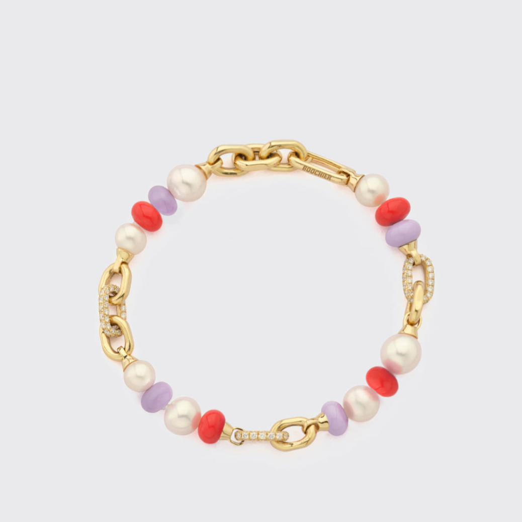 LILAC-RED DIAMOND B-BOY CHAIN BRACELET