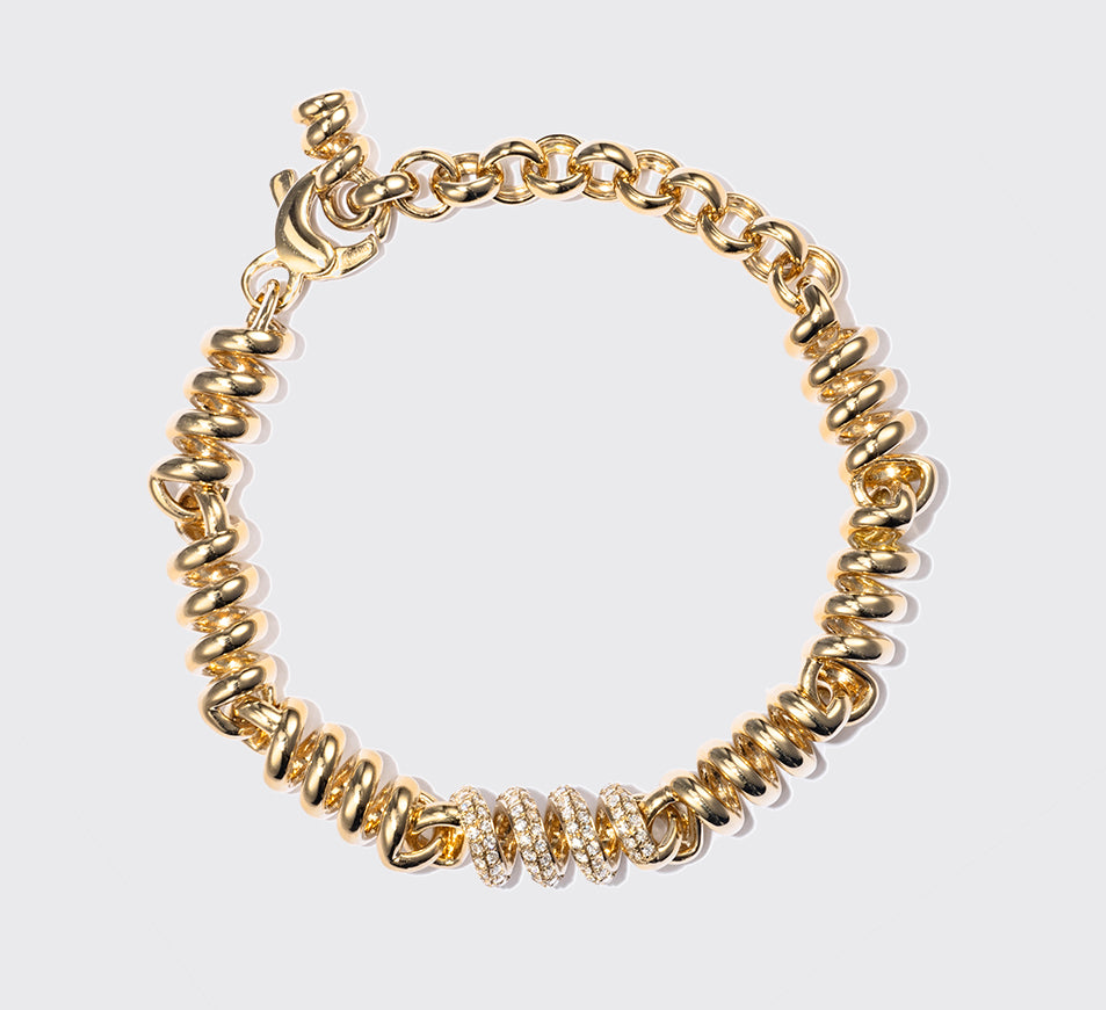 YELLOW GOLD SINGLE DIAMOND SLINKEE BRACELET