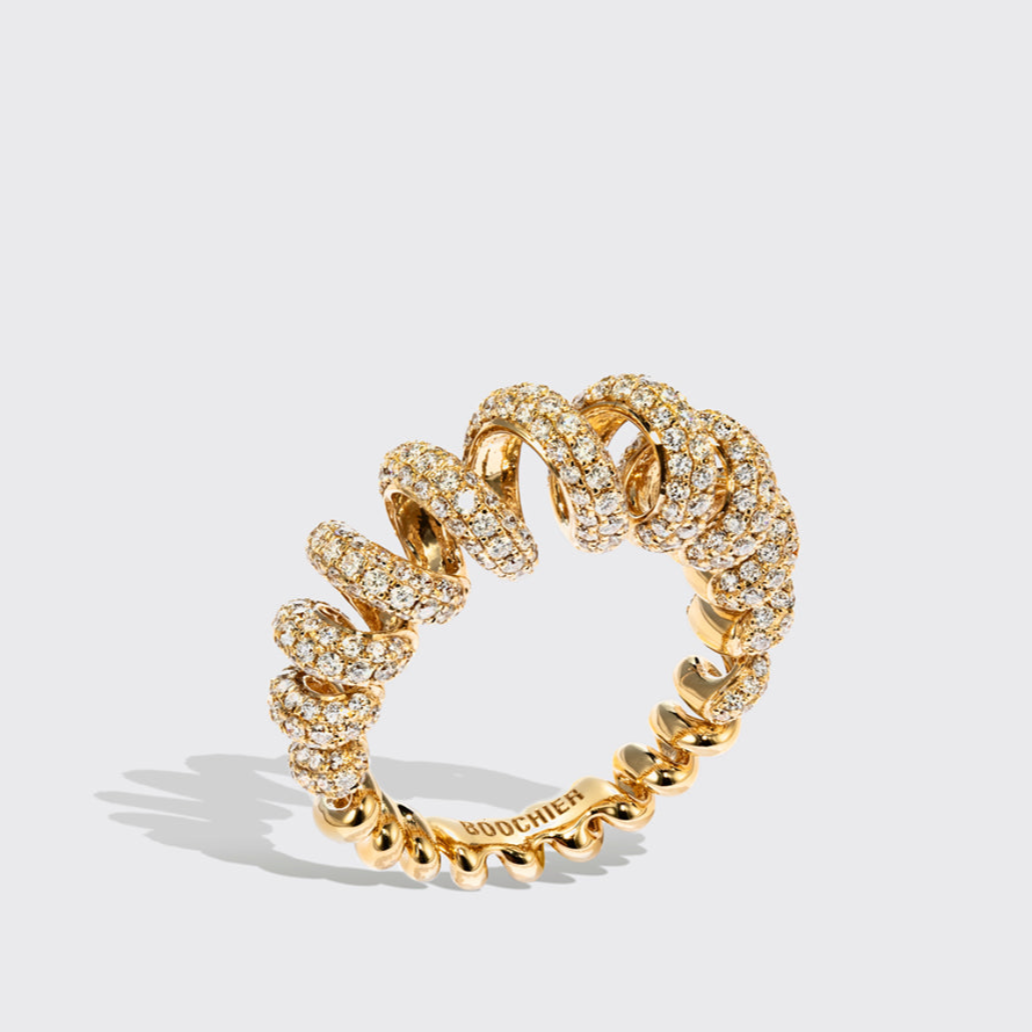 JUMBO YELLOW GOLD DIAMOND SLINKEE RING