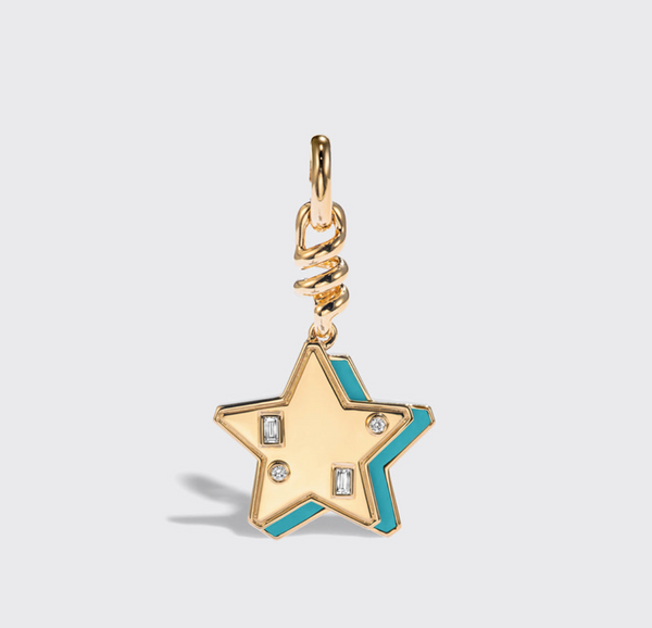 TURQUOISE YELLOW GOLD STAR CHARM