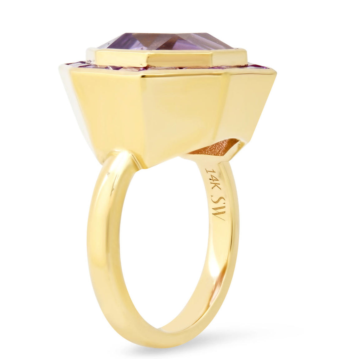 14K YG Rose De France Amethyst Bia Ring