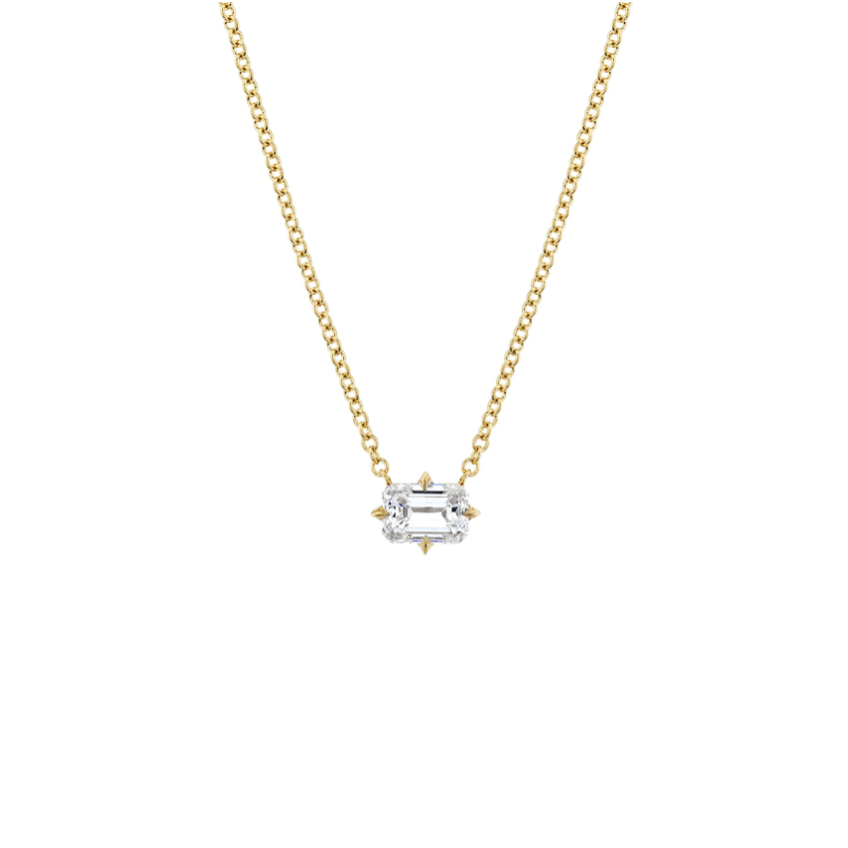 MINI PRONG SET EMERALD CUT DIAMOND NECKLACE