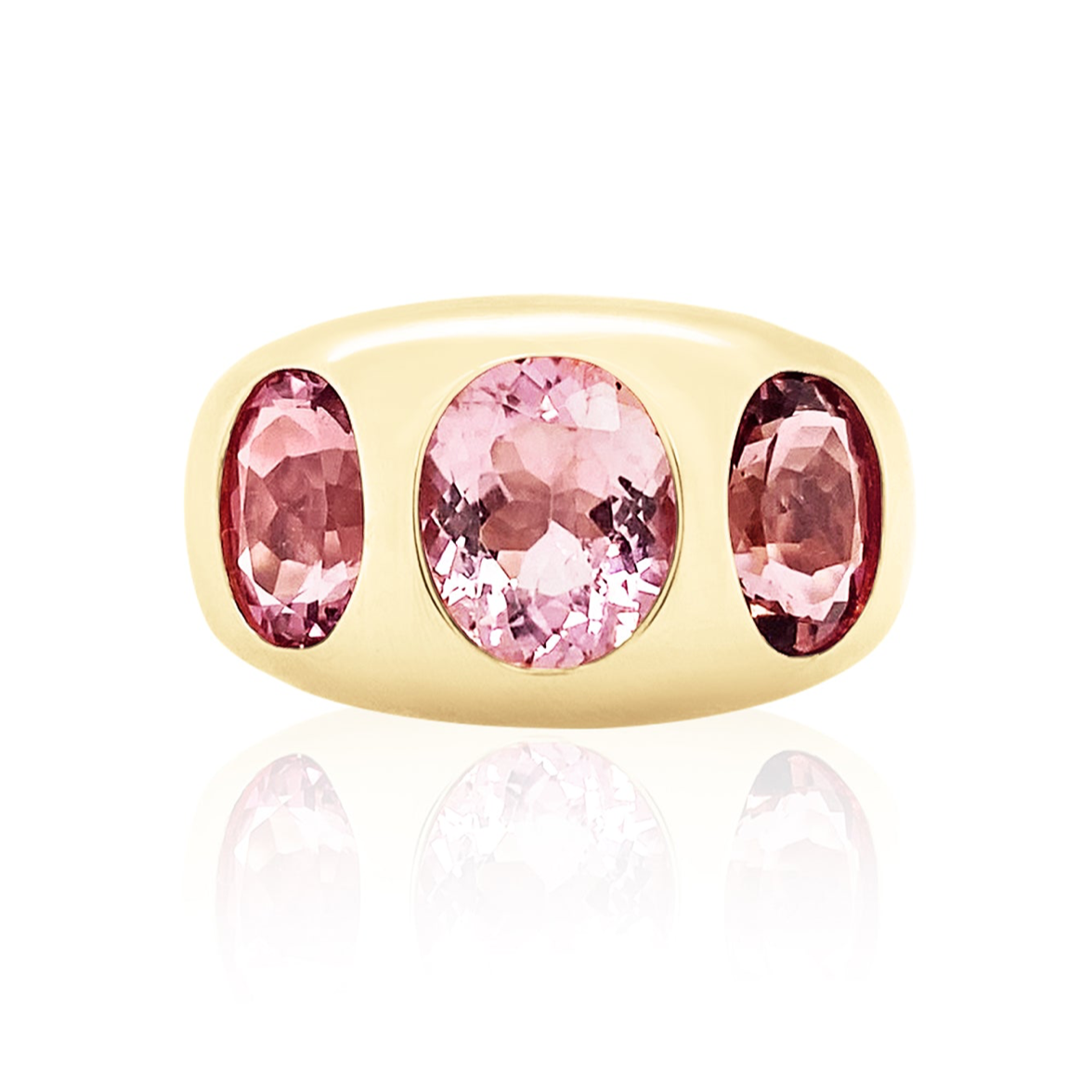 PINK TOURMALINE 3 OVAL CHUNKY NOMAD RING