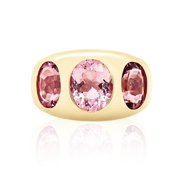 PINK TOURMALINE 3 OVAL CHUNKY NOMAD RING
