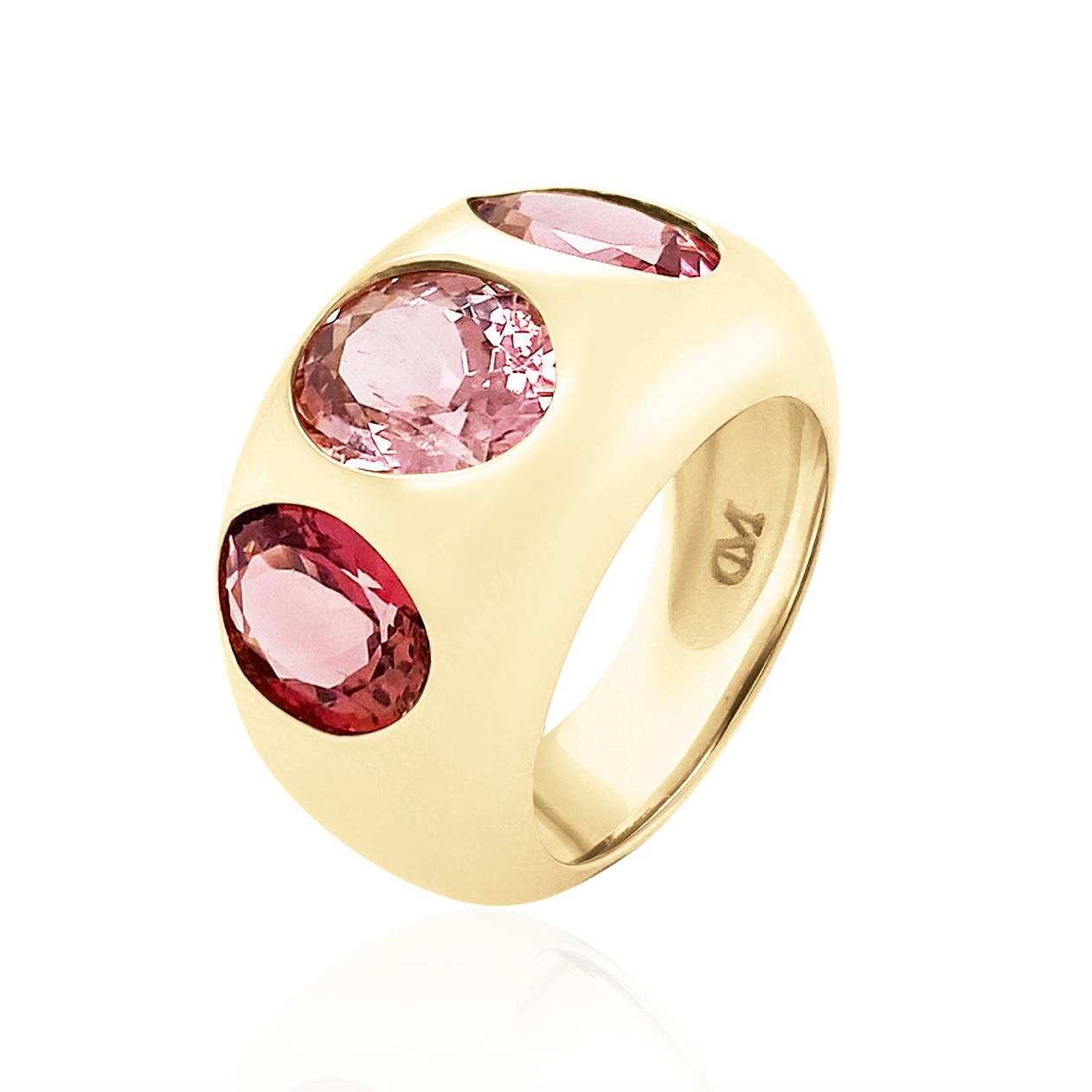 PINK TOURMALINE 3 OVAL CHUNKY NOMAD RING